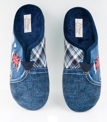Zapatilla de casa V277 Bandera inglesa marino