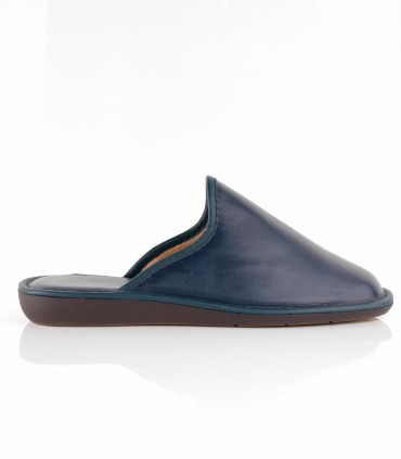 Navy blue leather open house sneakers
