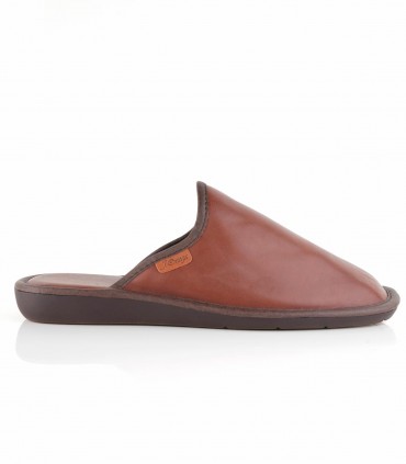 Brown leather house slippers