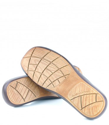Brown leather house slippers
